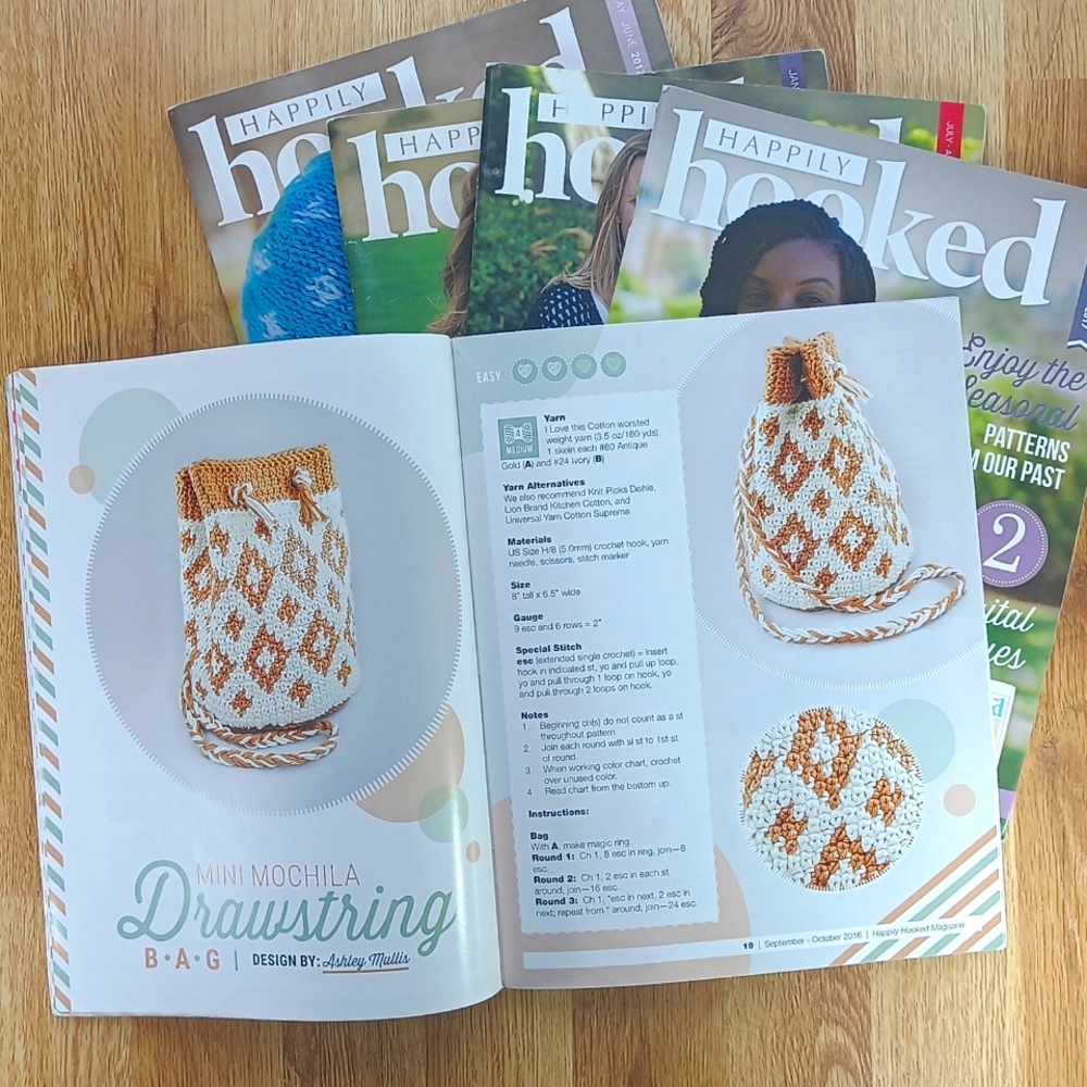 5 issues of Happily Hooked crochet magazine